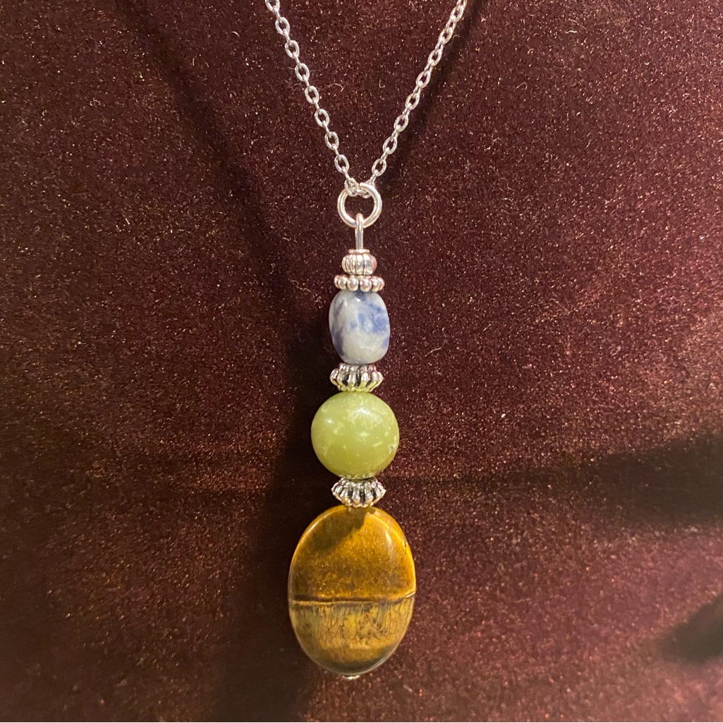 Bohemian Semi Precious Stones Drop Pendant Necklace 18 Inches